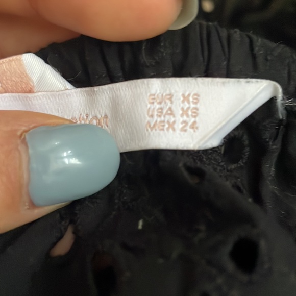 Zara Black Eyelet Crop Top with Lace Straps - Picture 5 of 6